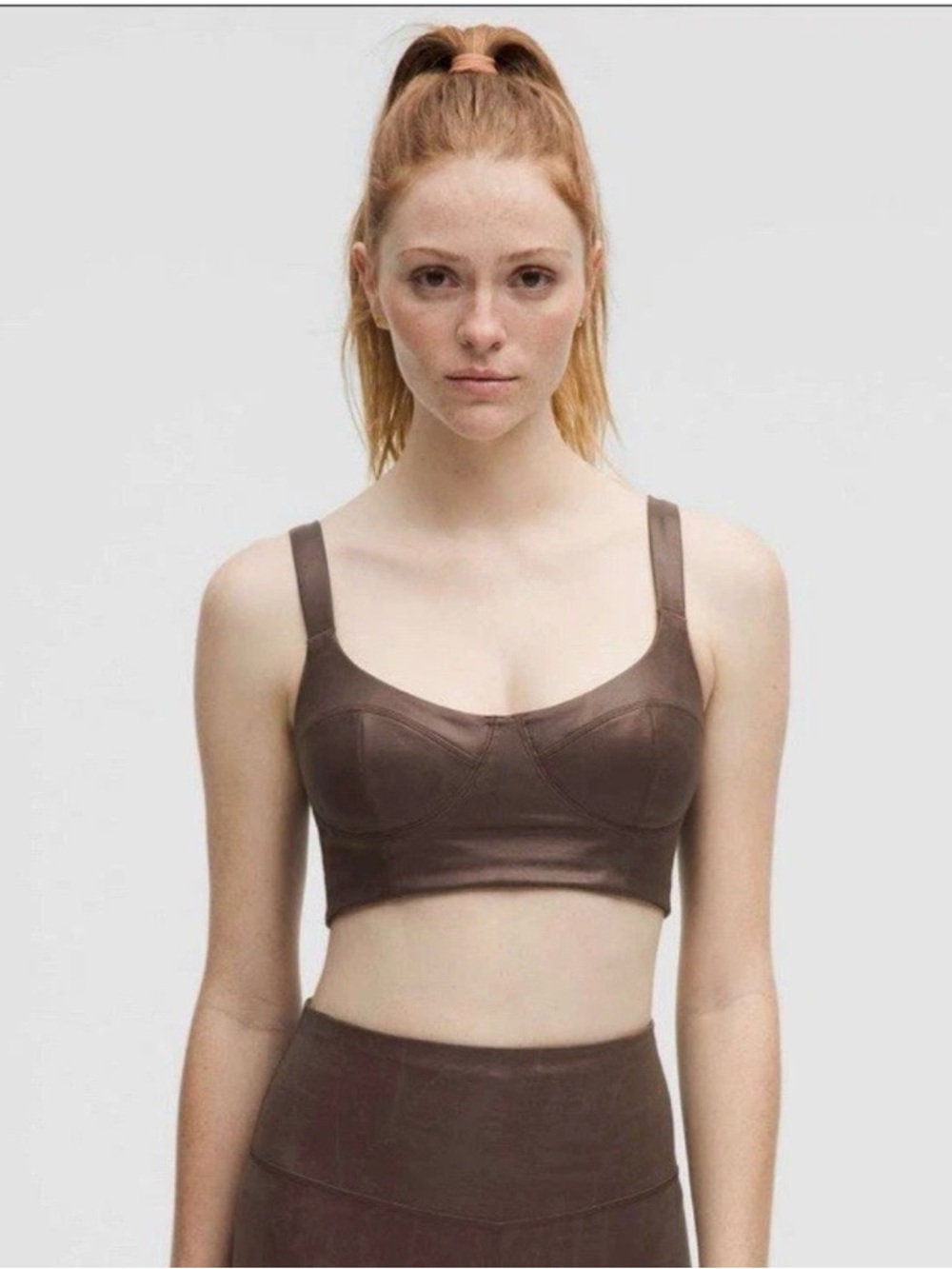NWT Lululemon Everlux™ Longline Workout Bra Matte Foil - Espresso - Size Small